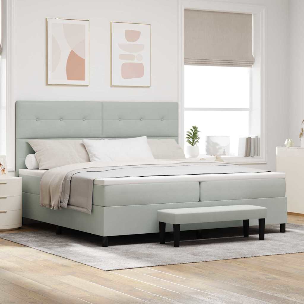 Boxspring bed met matras Lichtgrijs 200 x 200 cm Fluweel is nu te koop bij PeponiXL, paradijselijk wonen!