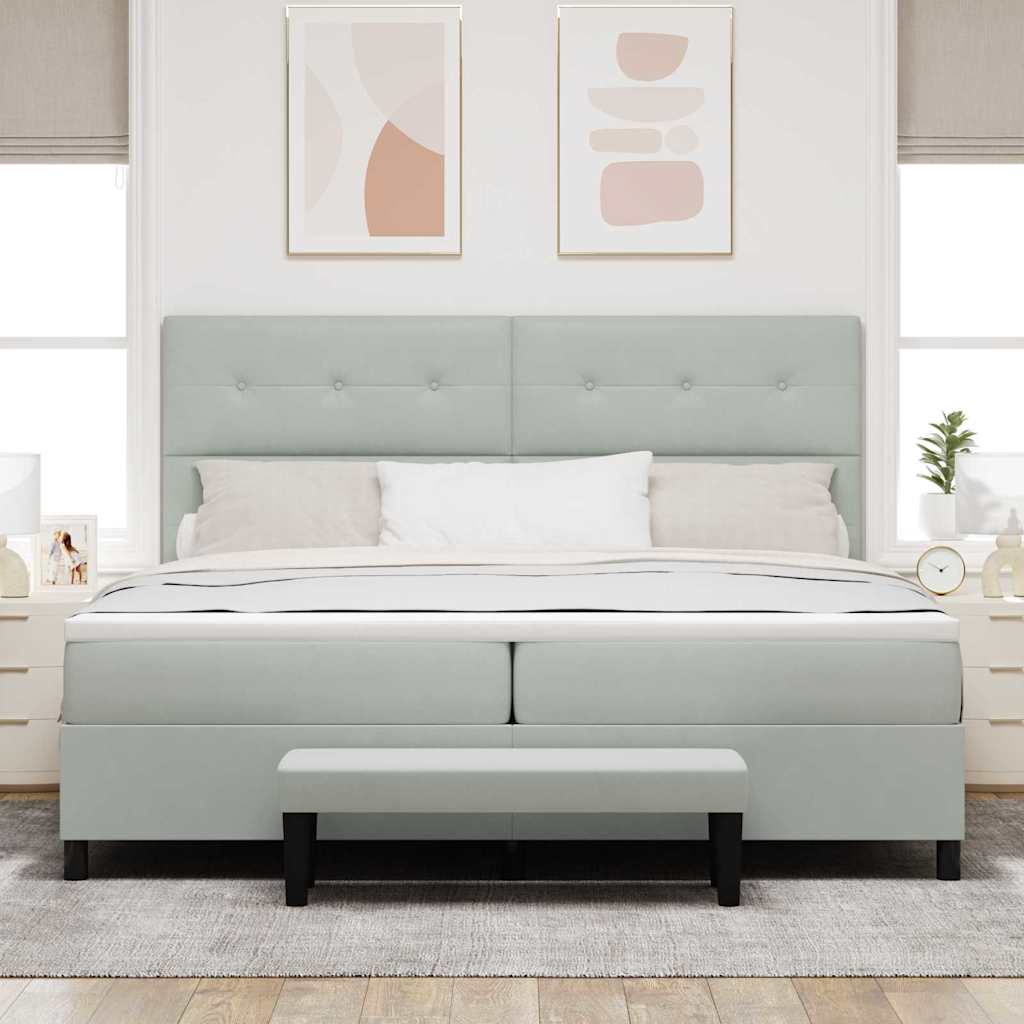 Boxspring bed met matras Lichtgrijs 200 x 200 cm Fluweel is nu te koop bij PeponiXL, paradijselijk wonen!