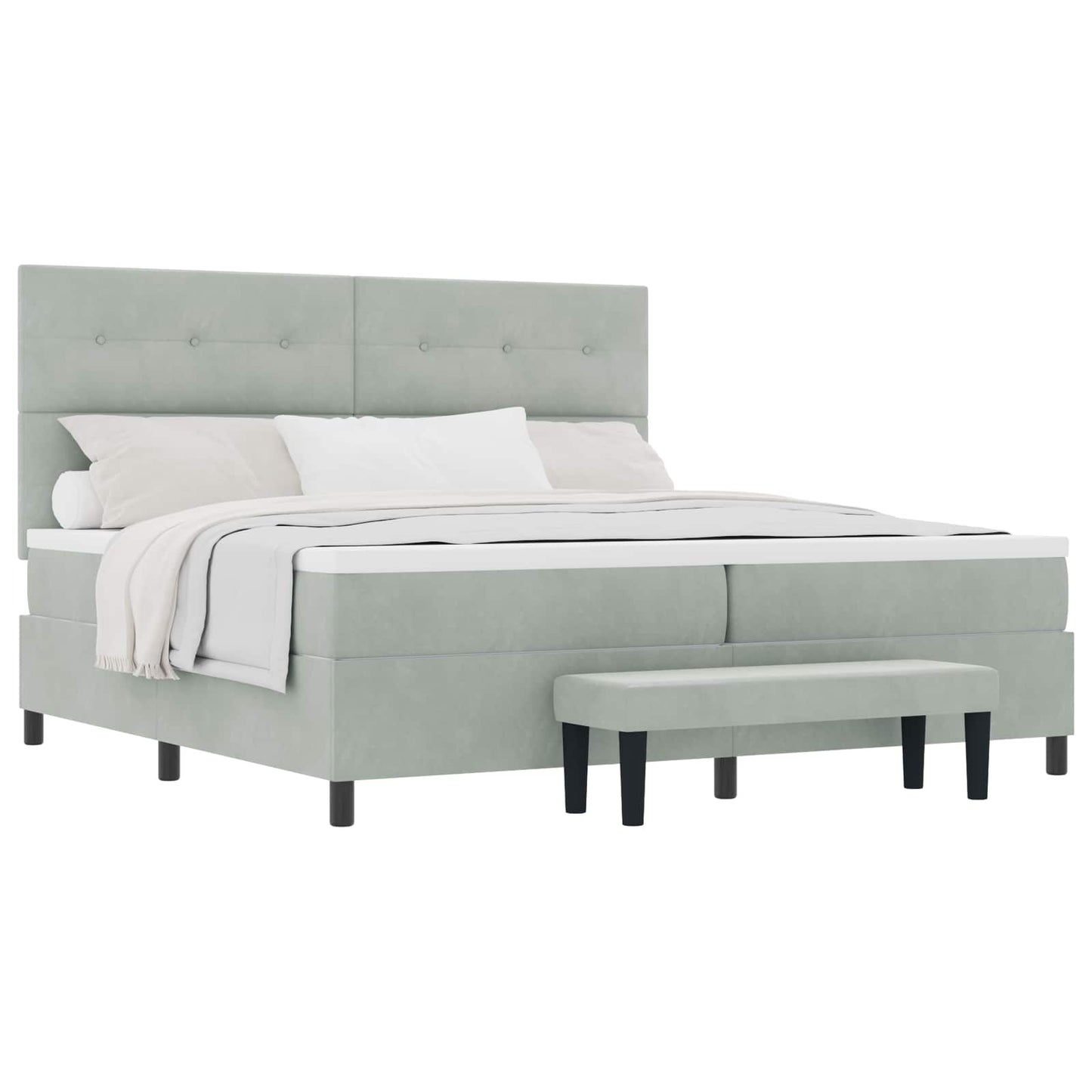 Boxspring bed met matras Lichtgrijs 200 x 200 cm Fluweel is nu te koop bij PeponiXL, paradijselijk wonen!