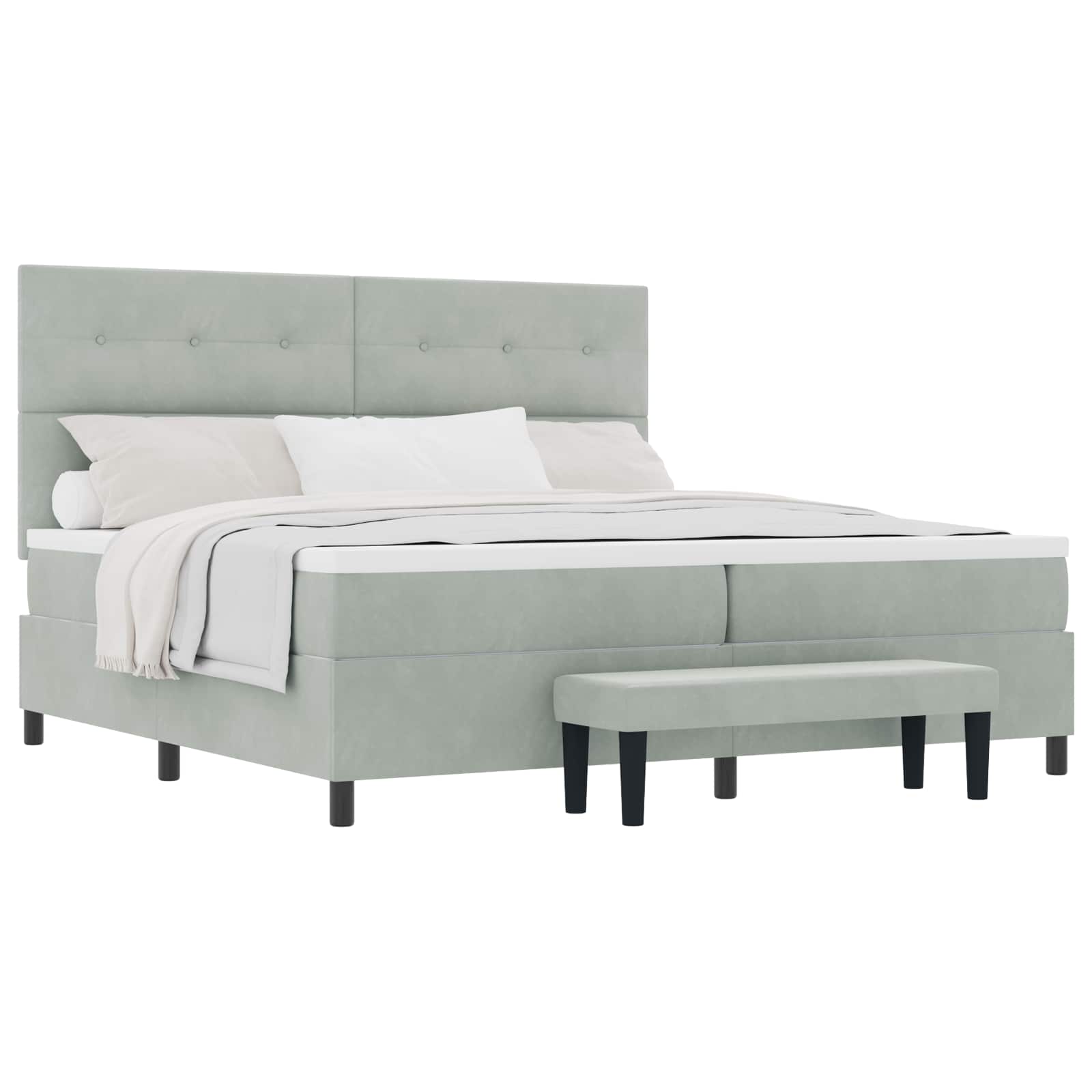 Boxspring bed met matras Lichtgrijs 200 x 200 cm Fluweel is nu te koop bij PeponiXL, paradijselijk wonen!
