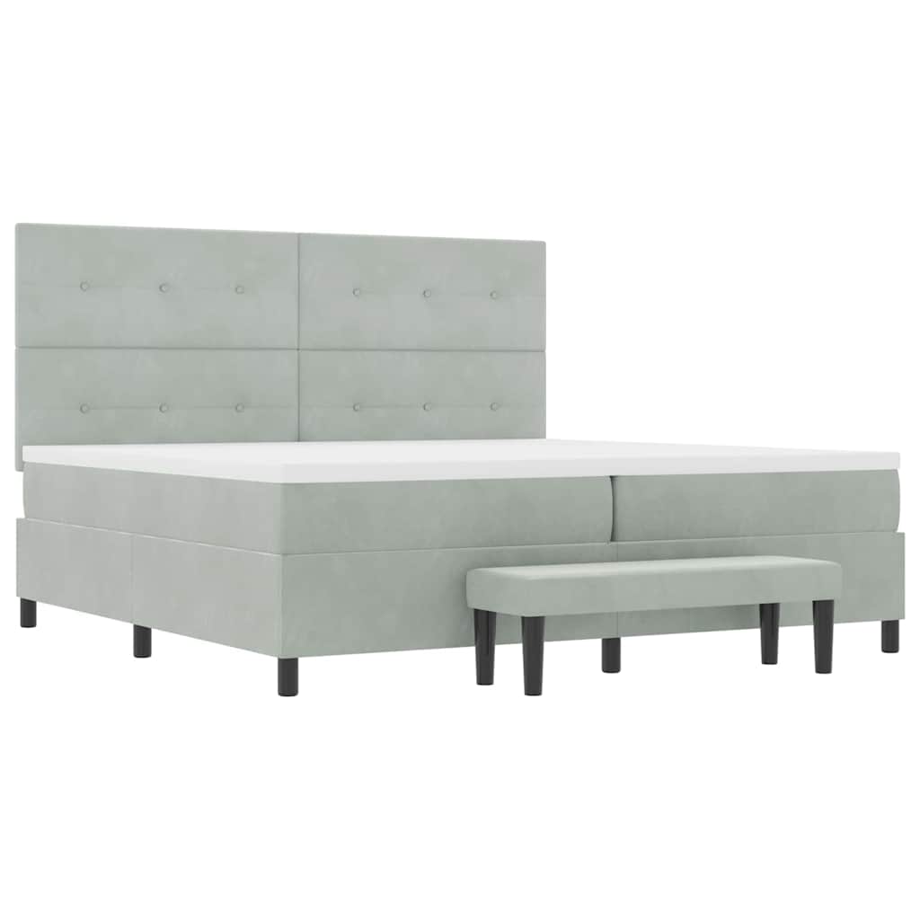 Boxspring bed met matras Lichtgrijs 200 x 200 cm Fluweel is nu te koop bij PeponiXL, paradijselijk wonen!