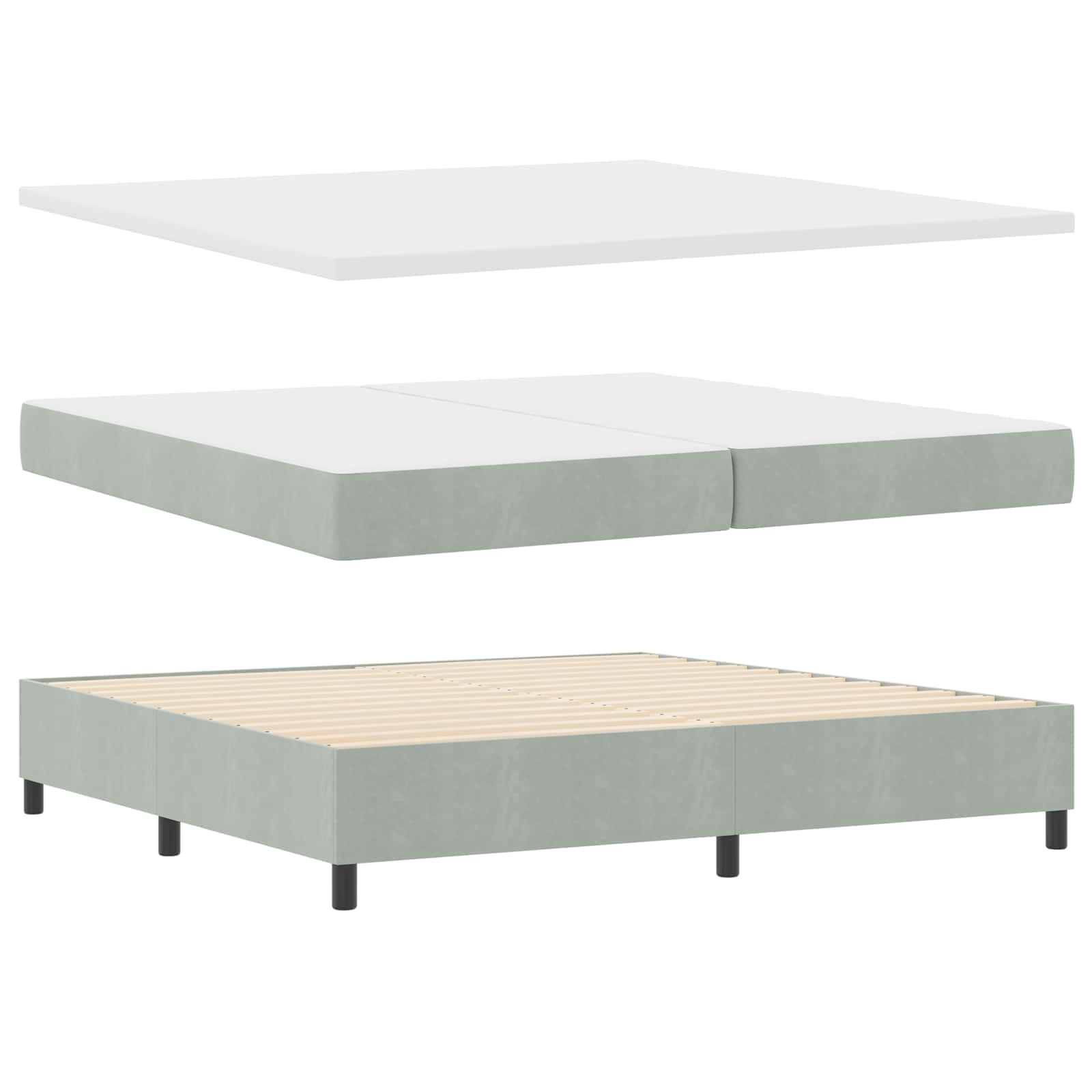 Boxspring bed met matras Lichtgrijs 200 x 200 cm Fluweel is nu te koop bij PeponiXL, paradijselijk wonen!