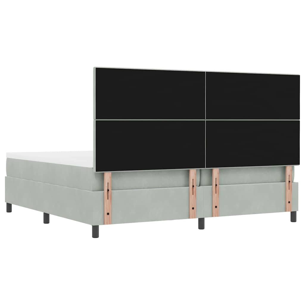 Boxspring bed met matras Lichtgrijs 200 x 200 cm Fluweel is nu te koop bij PeponiXL, paradijselijk wonen!