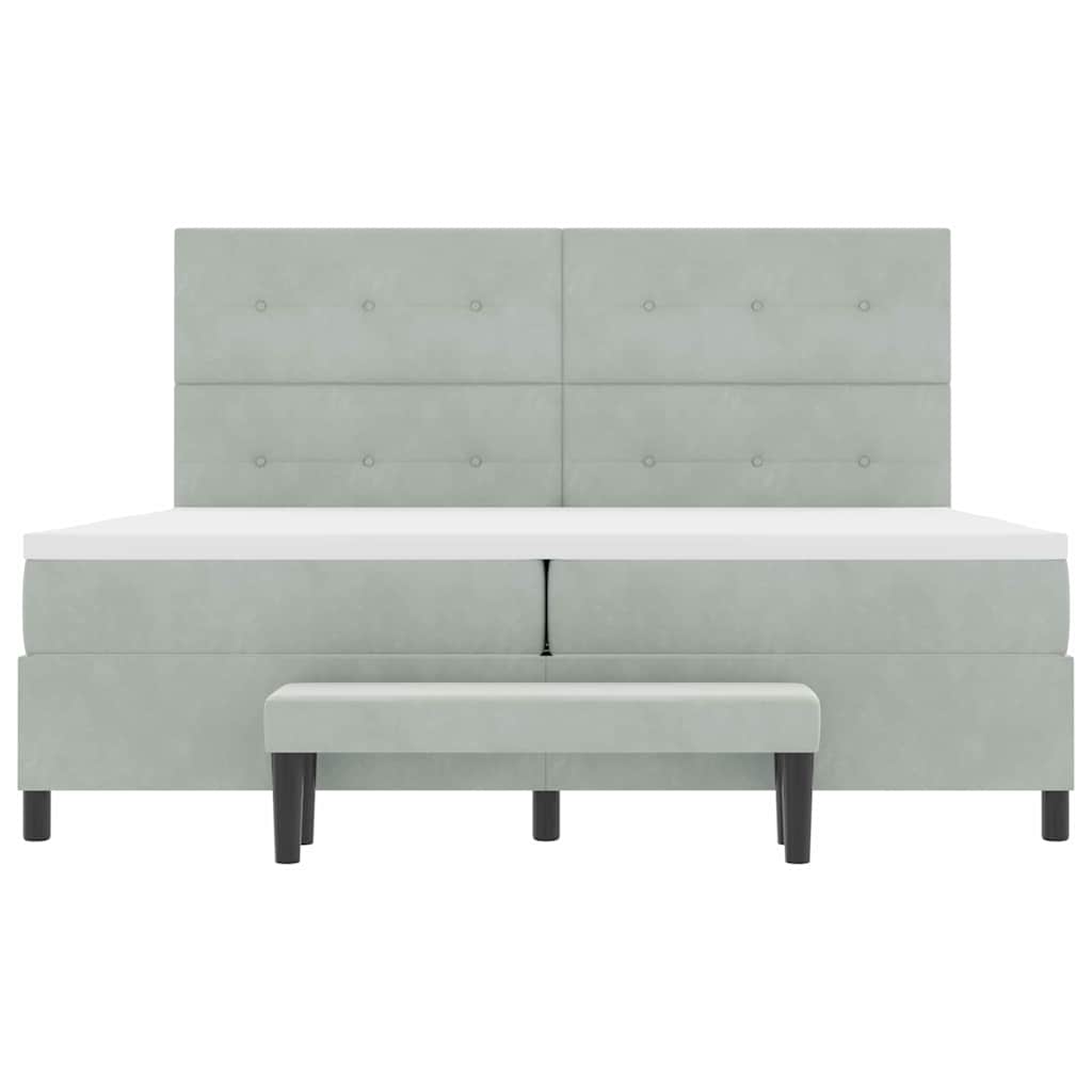 Boxspring bed met matras Lichtgrijs 200 x 200 cm Fluweel is nu te koop bij PeponiXL, paradijselijk wonen!