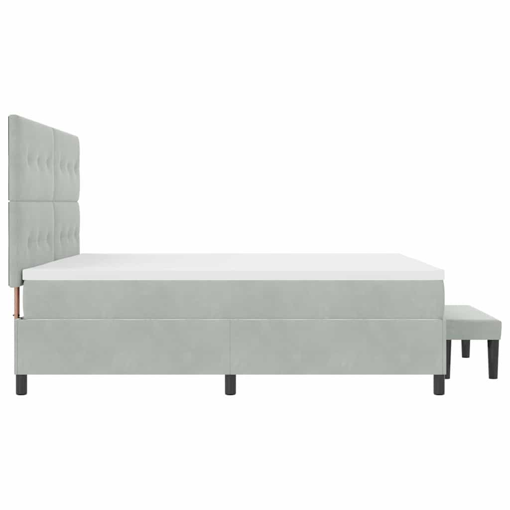 Boxspring bed met matras Lichtgrijs 200 x 200 cm Fluweel is nu te koop bij PeponiXL, paradijselijk wonen!