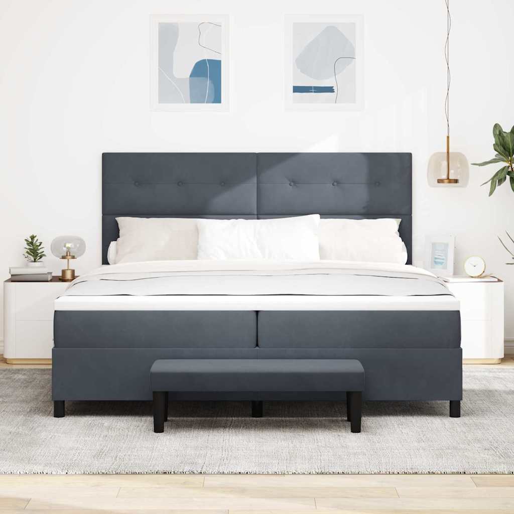 Boxspring bed met matras Donkergrijs 200 x 200 cm Fluweel is nu te koop bij PeponiXL, paradijselijk wonen!