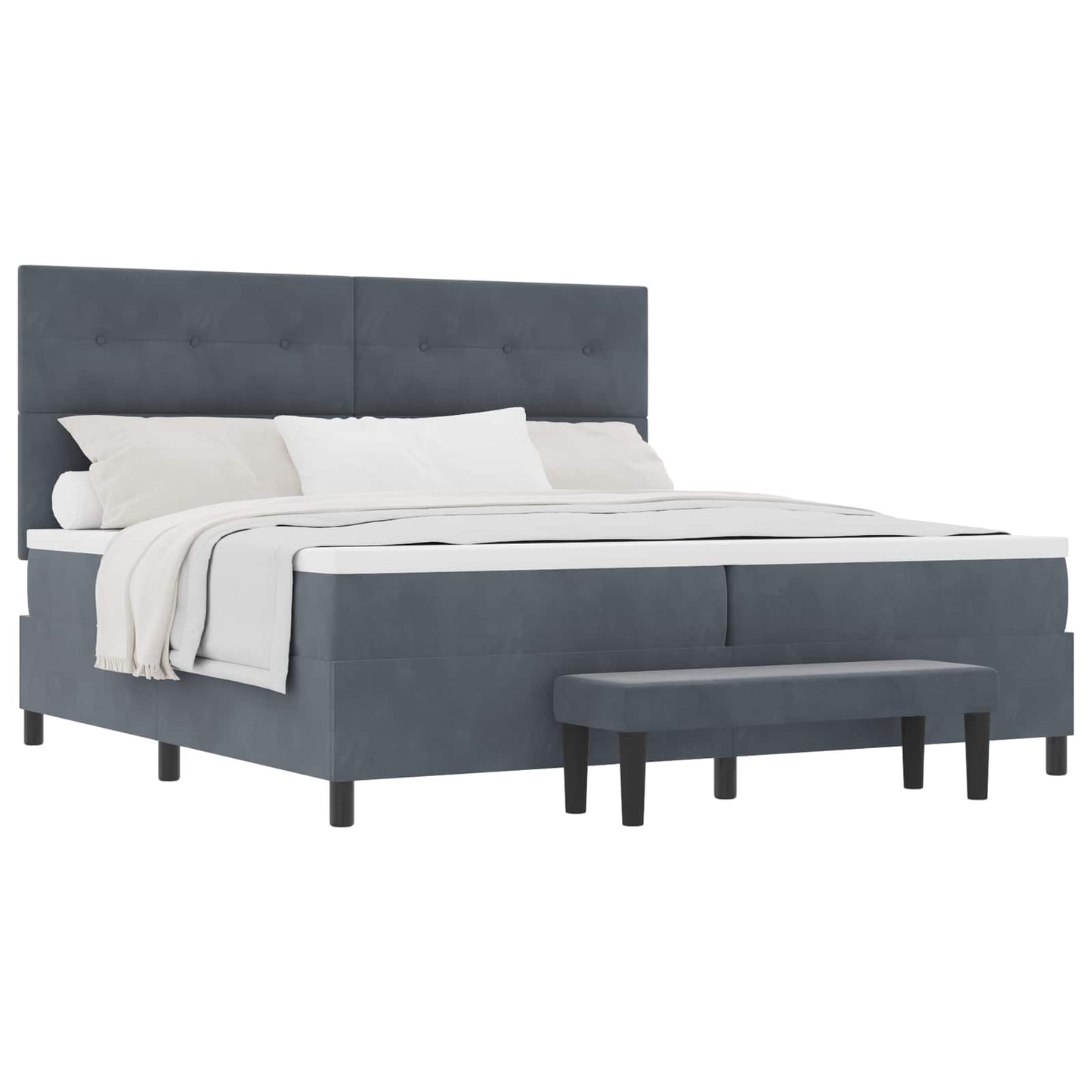 Boxspring bed met matras Donkergrijs 200 x 200 cm Fluweel is nu te koop bij PeponiXL, paradijselijk wonen!