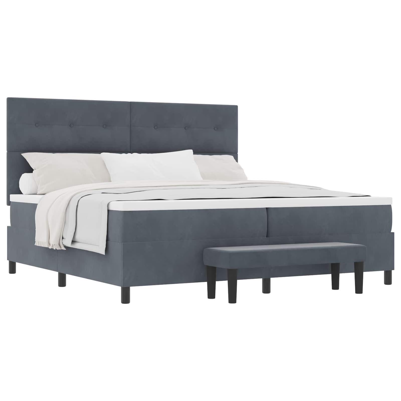 Boxspring bed met matras Donkergrijs 200 x 200 cm Fluweel is nu te koop bij PeponiXL, paradijselijk wonen!