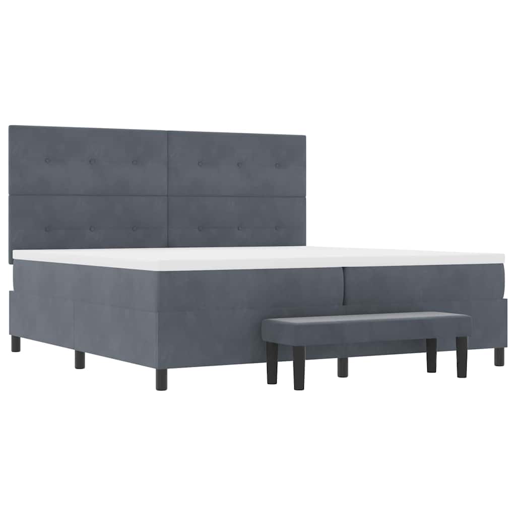 Boxspring bed met matras Donkergrijs 200 x 200 cm Fluweel is nu te koop bij PeponiXL, paradijselijk wonen!