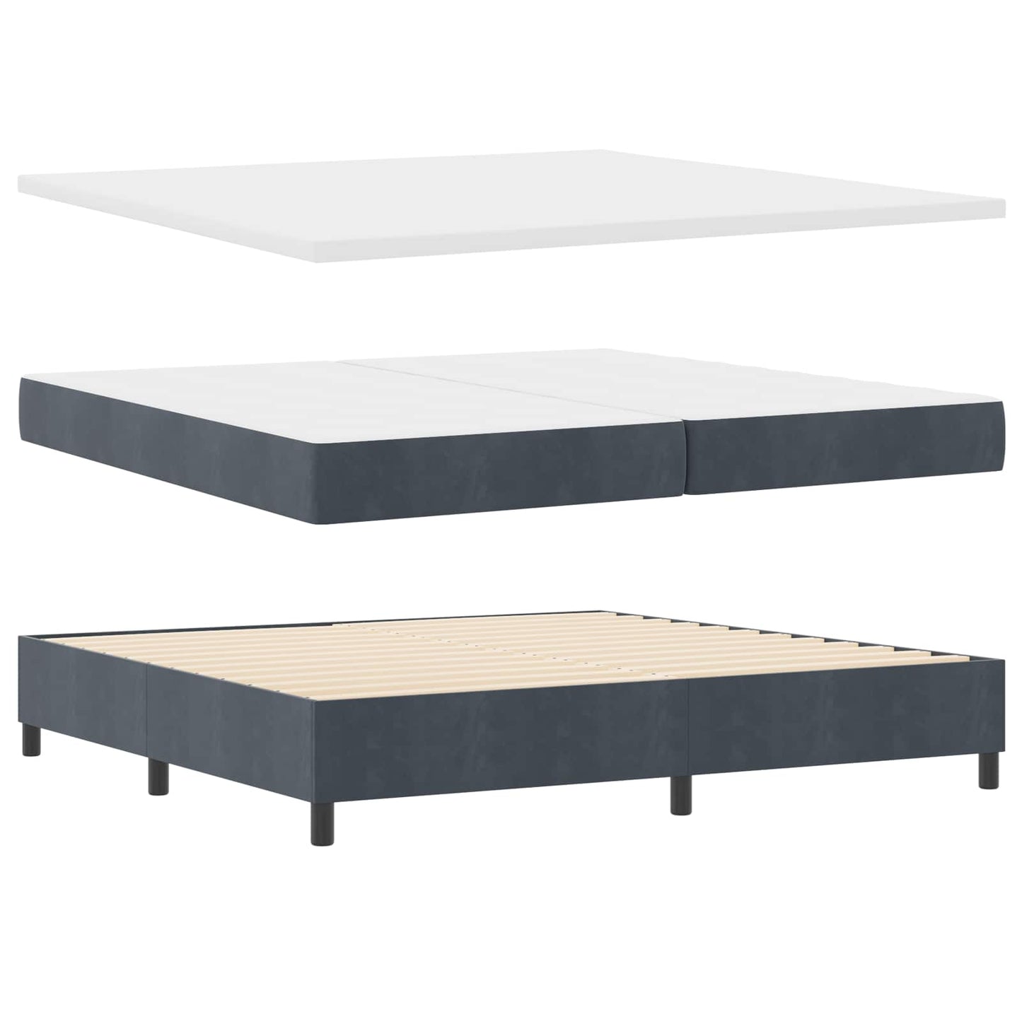 Boxspring bed met matras Donkergrijs 200 x 200 cm Fluweel is nu te koop bij PeponiXL, paradijselijk wonen!