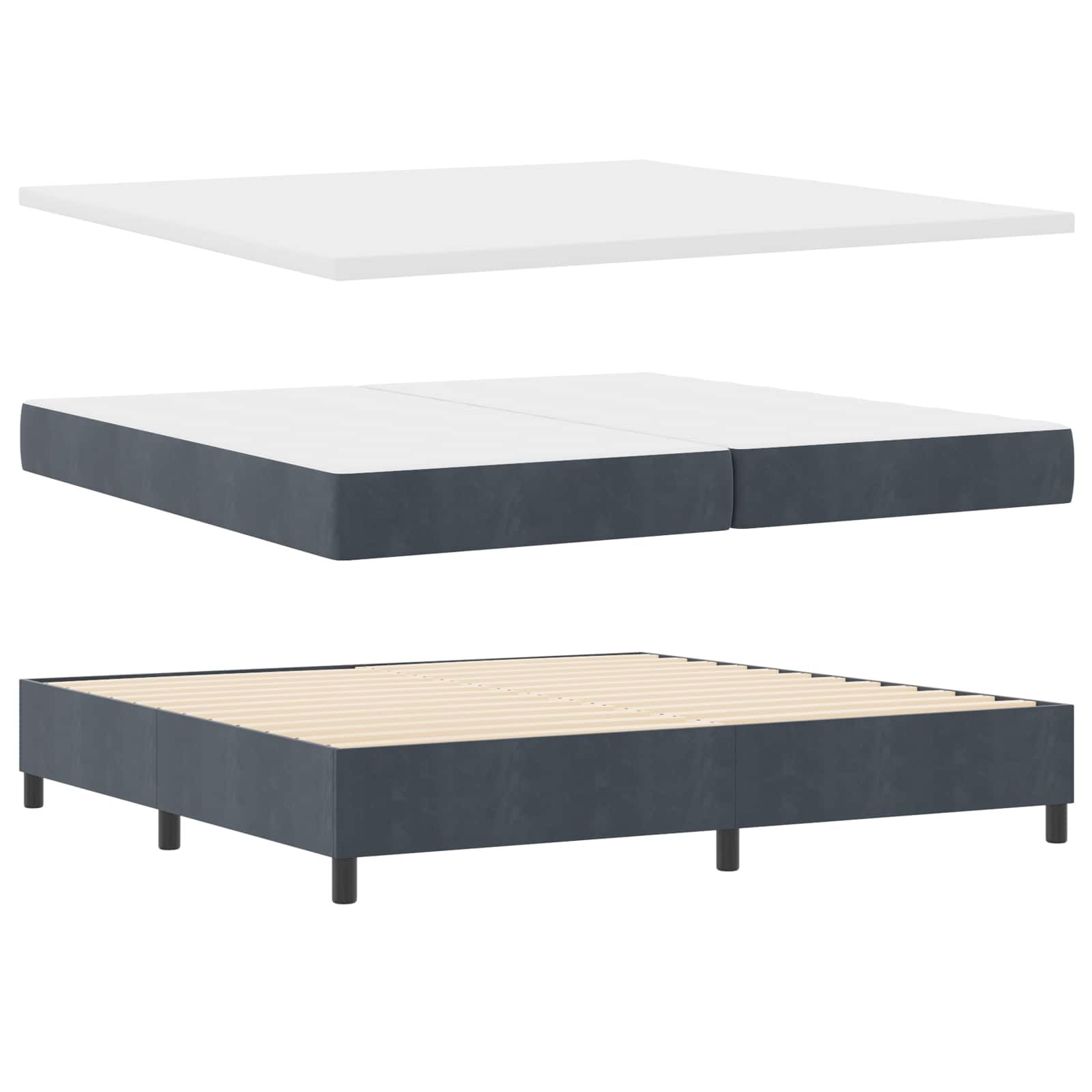 Boxspring bed met matras Donkergrijs 200 x 200 cm Fluweel is nu te koop bij PeponiXL, paradijselijk wonen!
