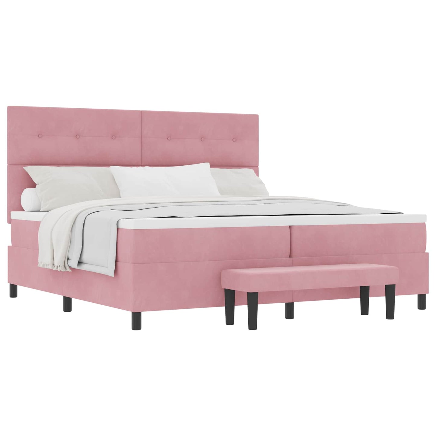 Boxspring bed met hoofdeinde Roze 200 x 200 cm Fluweel is nu te koop bij PeponiXL, paradijselijk wonen!