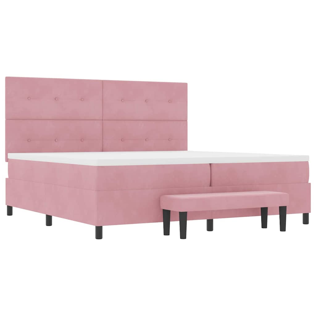 Boxspring bed met hoofdeinde Roze 200 x 200 cm Fluweel is nu te koop bij PeponiXL, paradijselijk wonen!