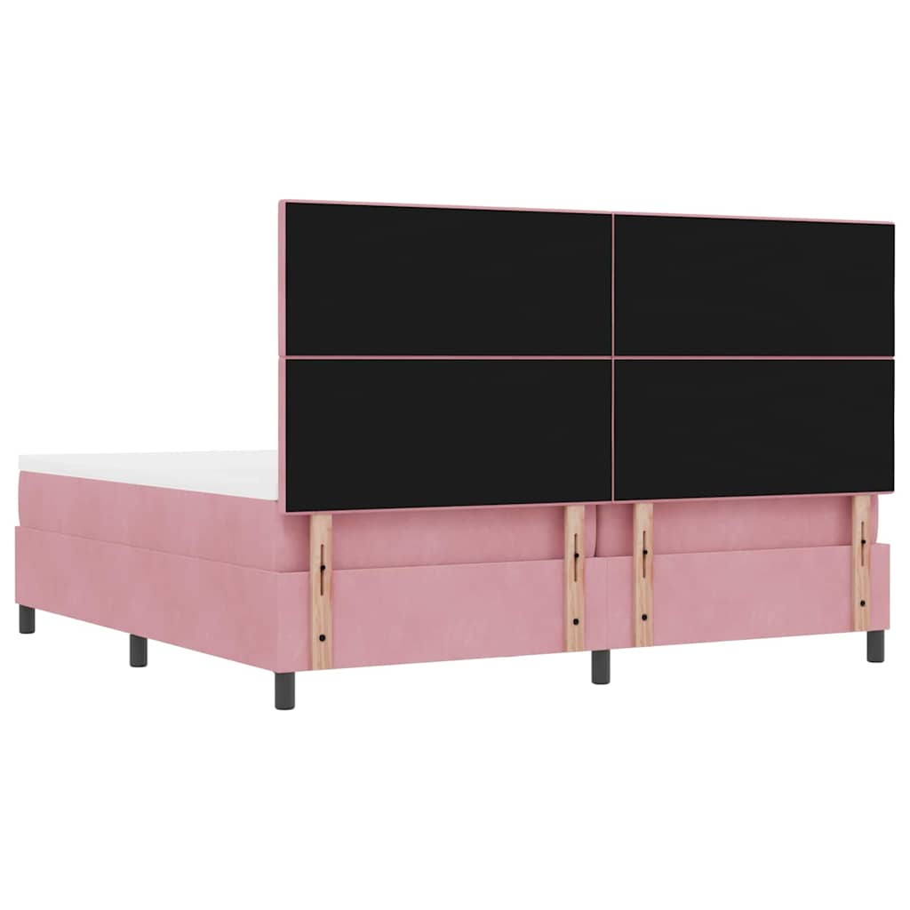 Boxspring bed met hoofdeinde Roze 200 x 200 cm Fluweel is nu te koop bij PeponiXL, paradijselijk wonen!