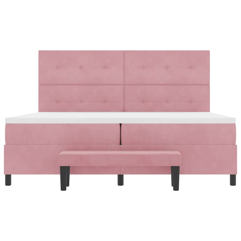 Boxspring bed met hoofdeinde Roze 200 x 200 cm Fluweel is nu te koop bij PeponiXL, paradijselijk wonen!