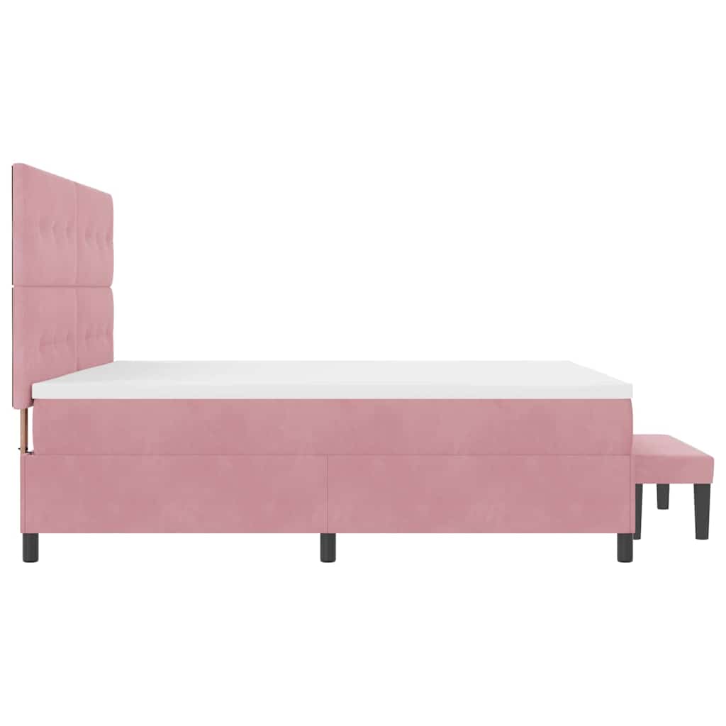 Boxspring bed met hoofdeinde Roze 200 x 200 cm Fluweel is nu te koop bij PeponiXL, paradijselijk wonen!