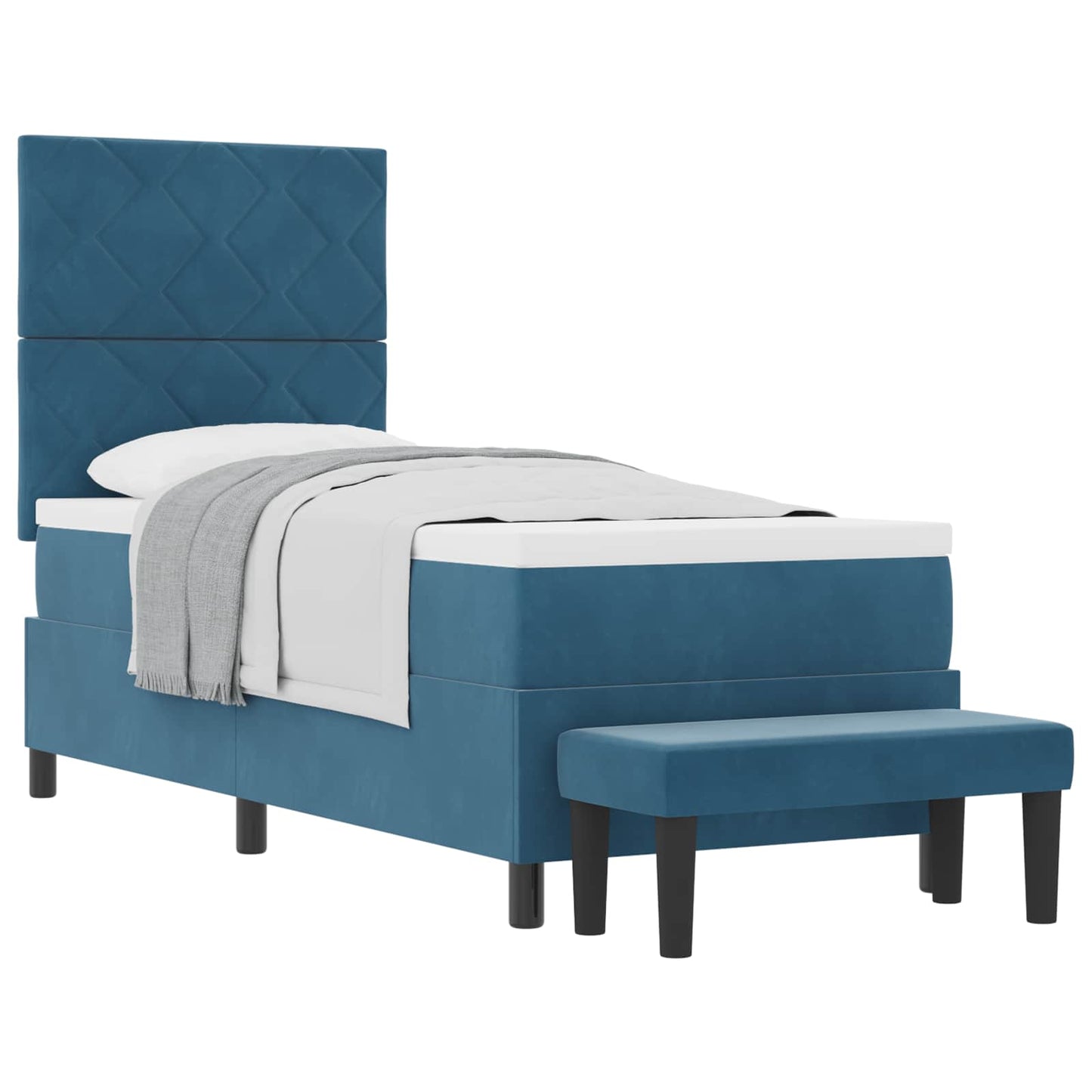 Boxspring bed met hoofdeinde Donkerblauw 200 x 80 cm Fluweel is nu te koop bij PeponiXL, paradijselijk wonen!