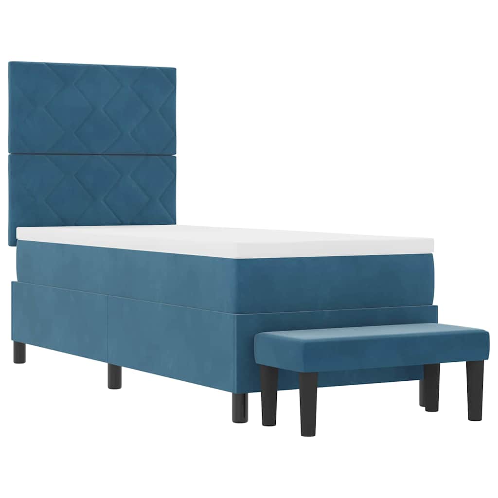 Boxspring bed met hoofdeinde Donkerblauw 200 x 80 cm Fluweel is nu te koop bij PeponiXL, paradijselijk wonen!