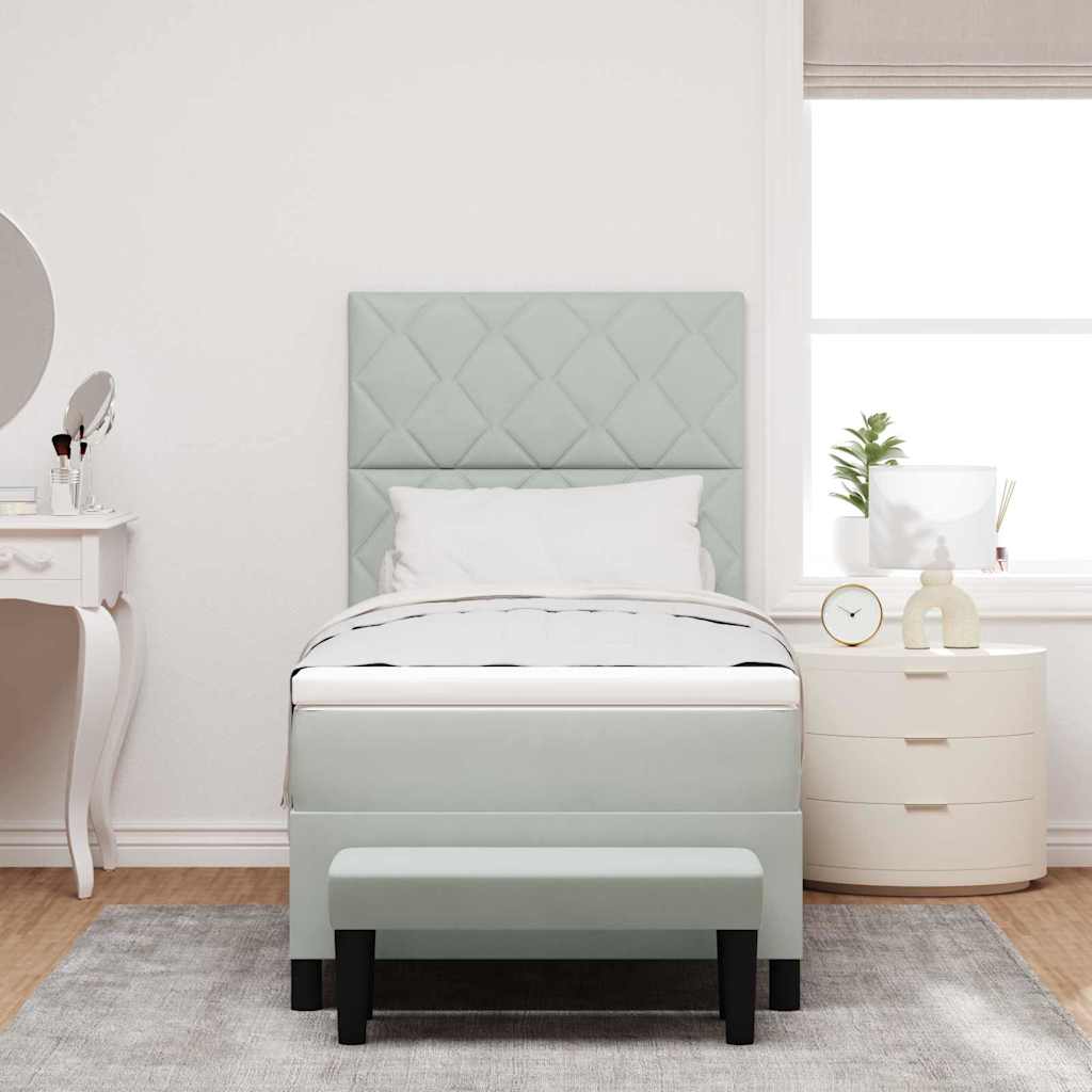 Boxspring bed met hoofdeinde Lichtgrijs 190 x 90 cm Fluweel is nu te koop bij PeponiXL, paradijselijk wonen!