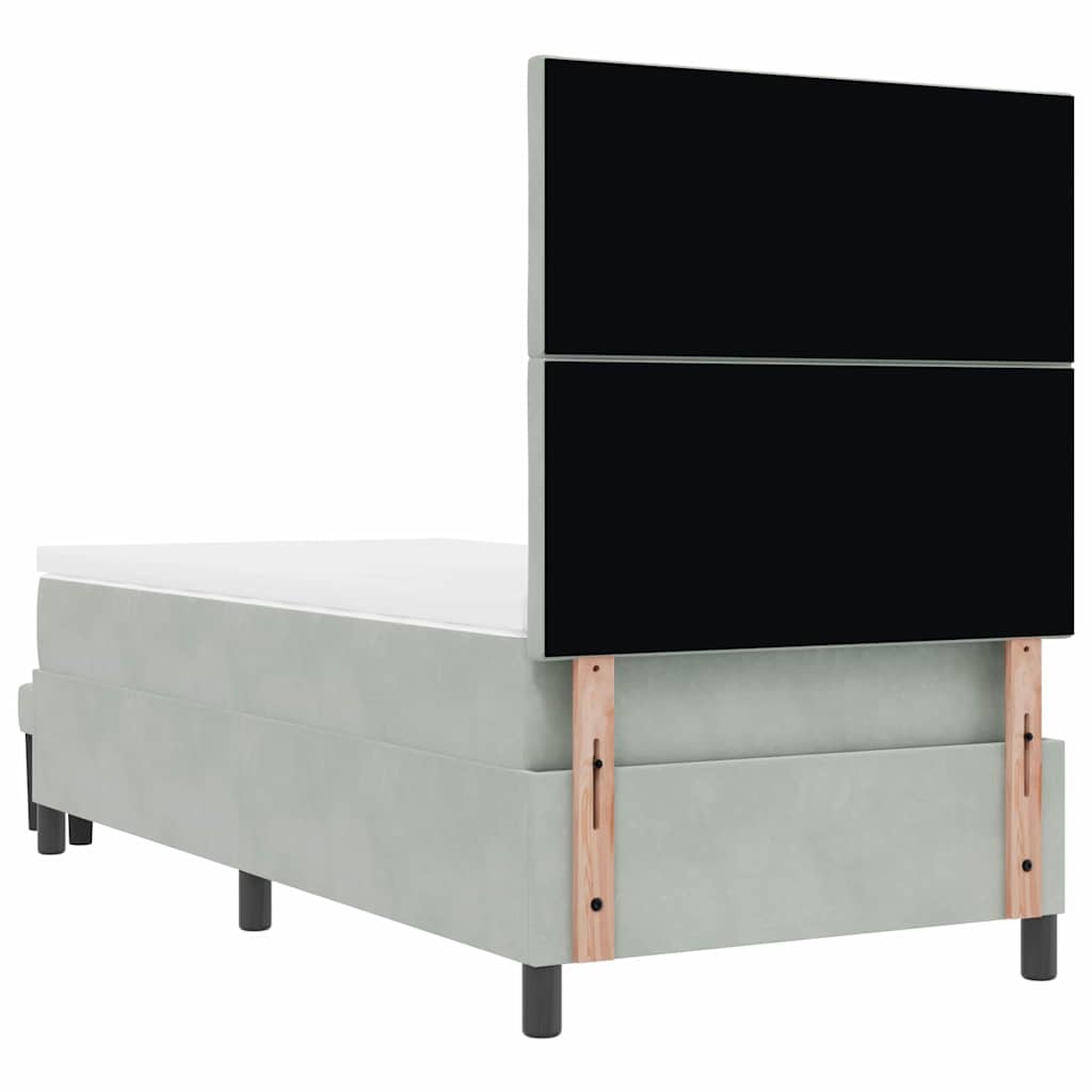 Boxspring bed met hoofdeinde Lichtgrijs 190 x 90 cm Fluweel is nu te koop bij PeponiXL, paradijselijk wonen!