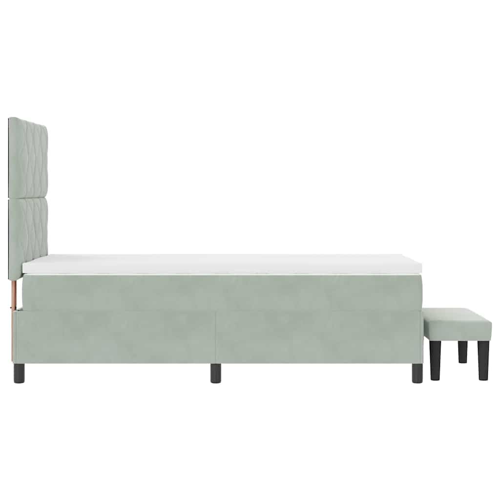 Boxspring bed met hoofdeinde Lichtgrijs 190 x 90 cm Fluweel is nu te koop bij PeponiXL, paradijselijk wonen!