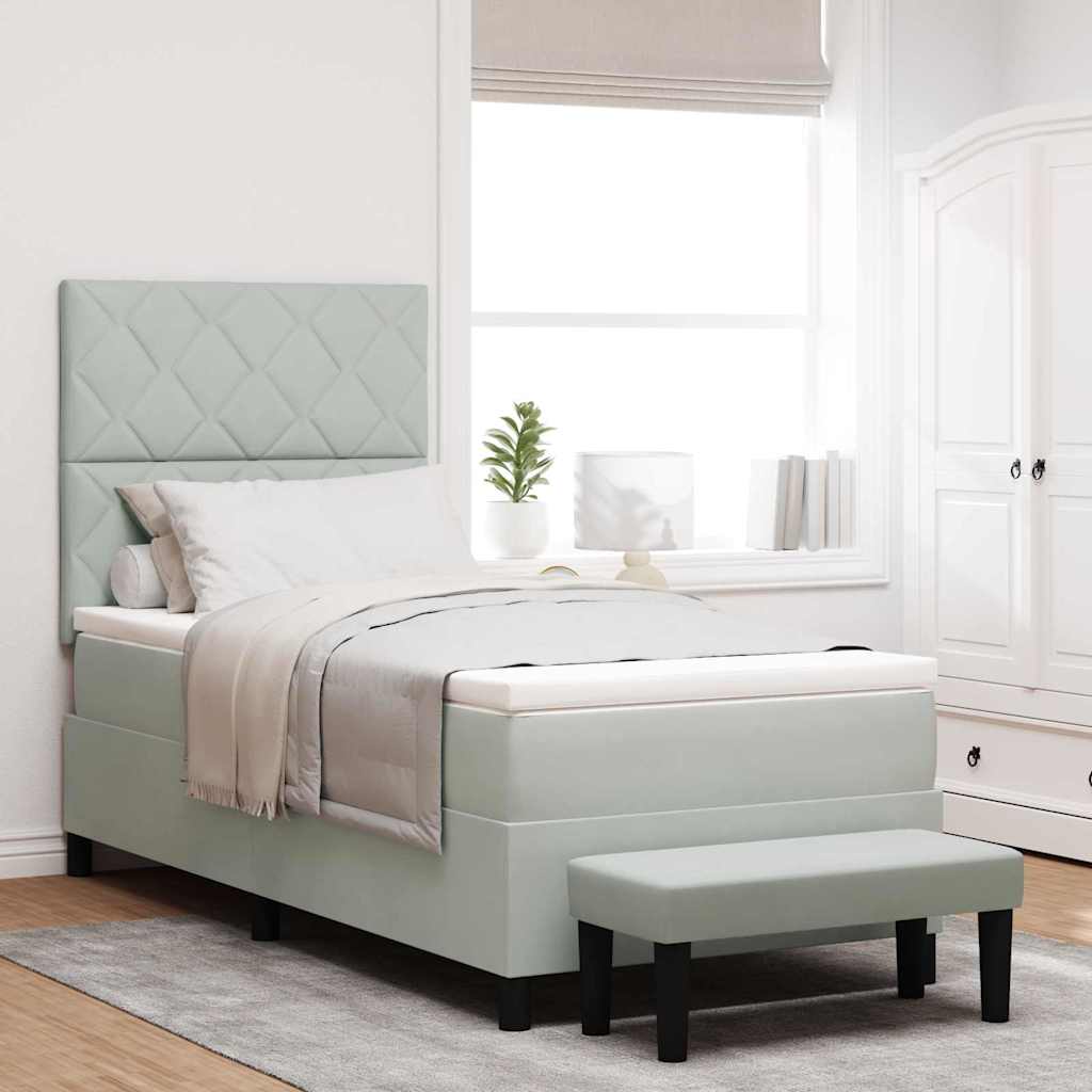 Boxspring bed met hoofdeinde Lichtgrijs 200 x 90 cm Fluweel is nu te koop bij PeponiXL, paradijselijk wonen!