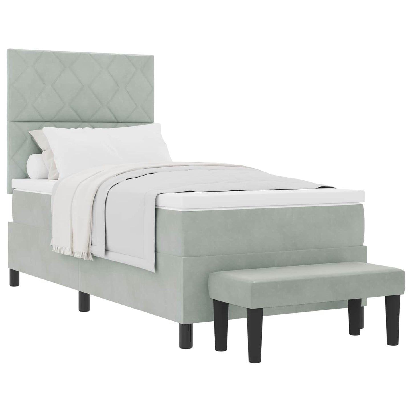 Boxspring bed met hoofdeinde Lichtgrijs 200 x 90 cm Fluweel is nu te koop bij PeponiXL, paradijselijk wonen!