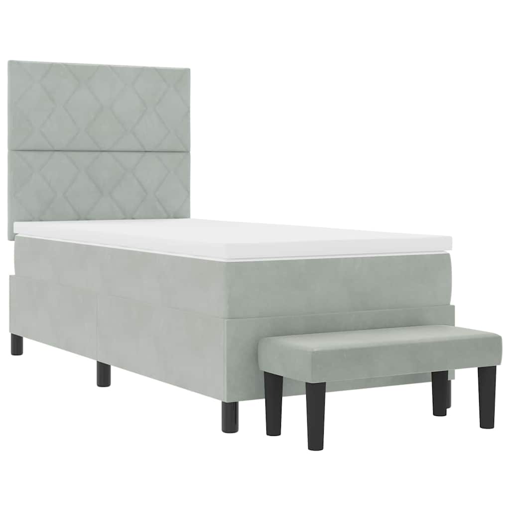 Boxspring bed met hoofdeinde Lichtgrijs 200 x 90 cm Fluweel is nu te koop bij PeponiXL, paradijselijk wonen!