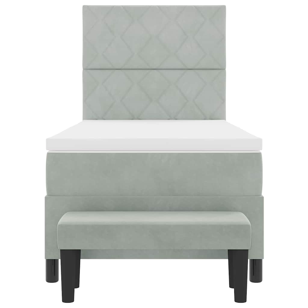 Boxspring bed met hoofdeinde Lichtgrijs 200 x 90 cm Fluweel is nu te koop bij PeponiXL, paradijselijk wonen!