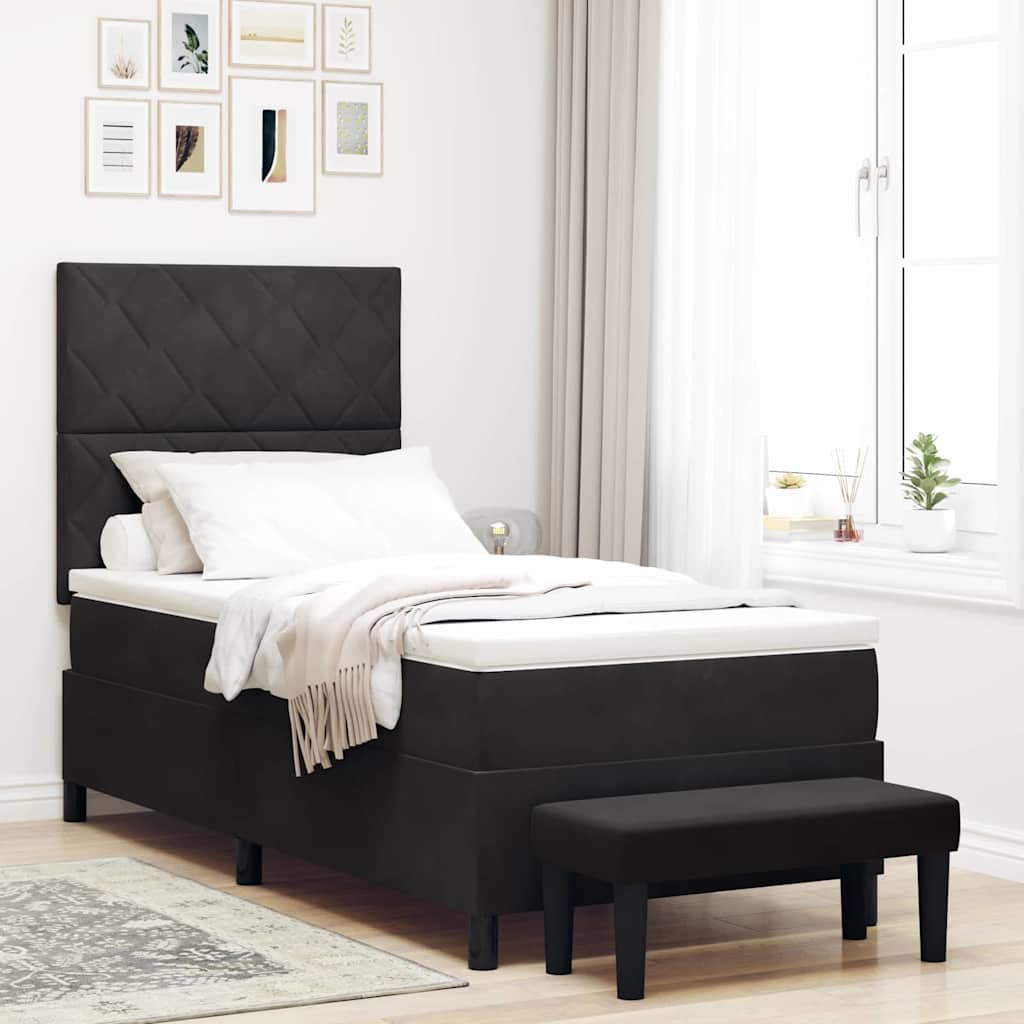 Boxspring bed met hoofdeinde Zwart 200 x 90 cm Fluweel
