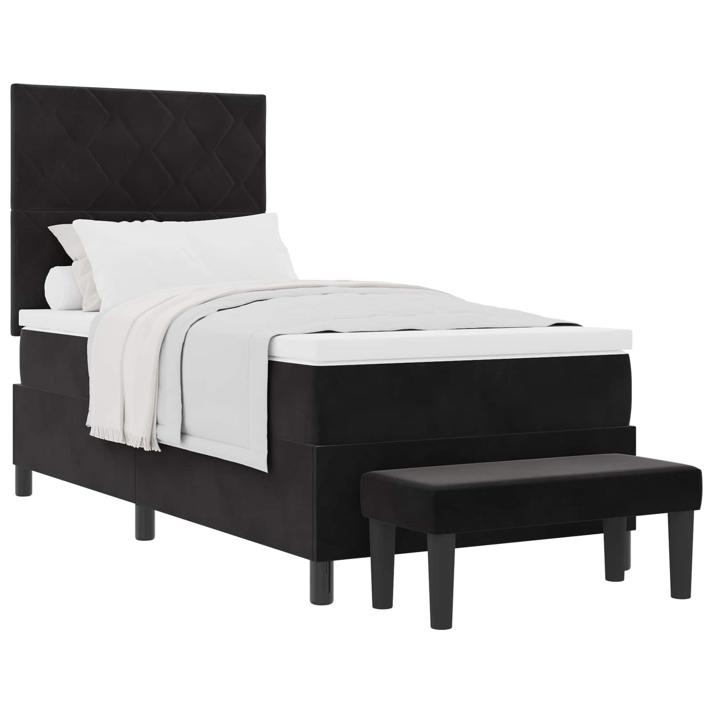 Boxspring bed met hoofdeinde Zwart 200 x 90 cm Fluweel