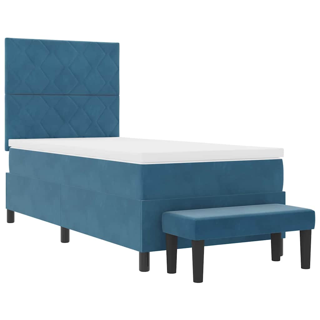 Boxspring bed met hoofdeinde Donkerblauw 200 x 90 cm Fluweel is nu te koop bij PeponiXL, paradijselijk wonen!