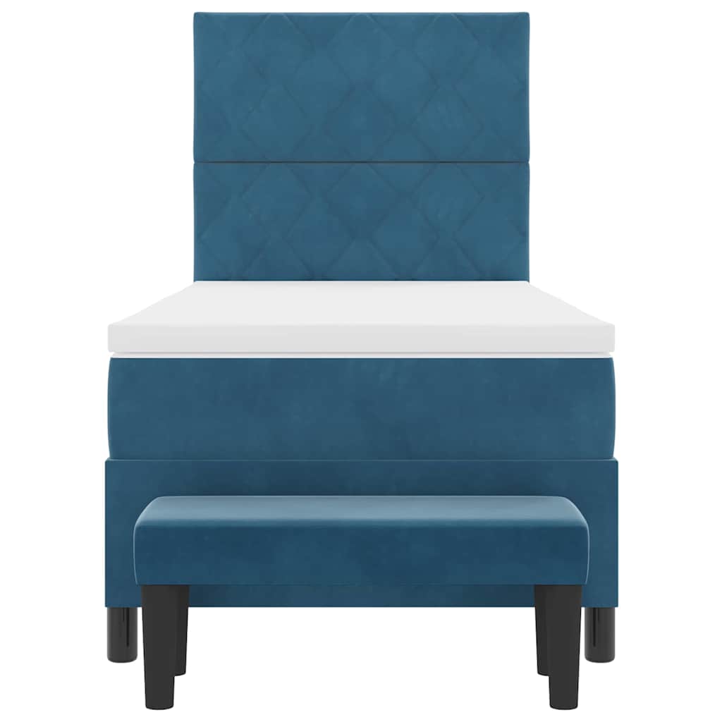 Boxspring bed met hoofdeinde Donkerblauw 200 x 90 cm Fluweel is nu te koop bij PeponiXL, paradijselijk wonen!
