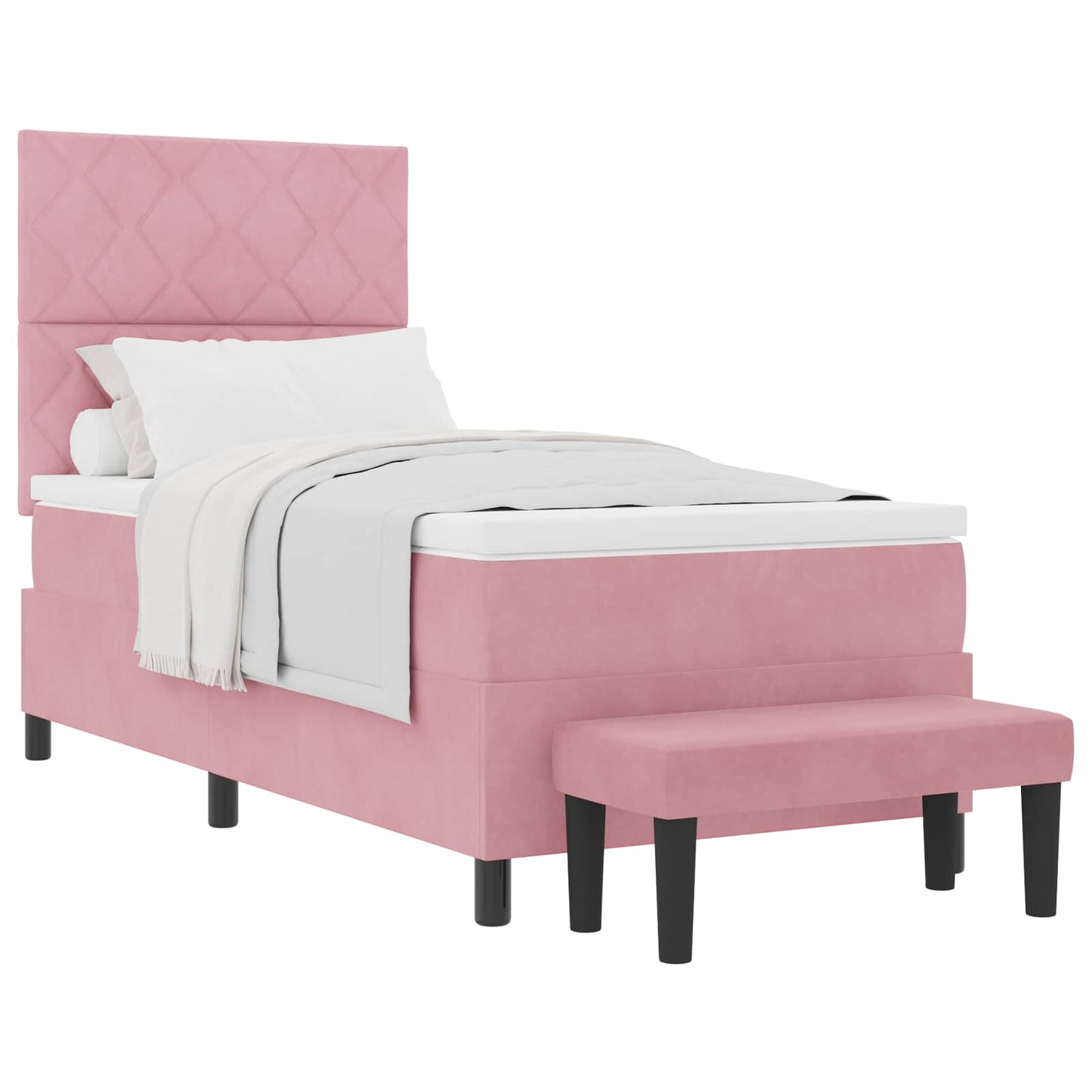 Boxspring bed met hoofdeinde Roze 200 x 90 cm Fluweel is nu te koop bij PeponiXL, paradijselijk wonen!