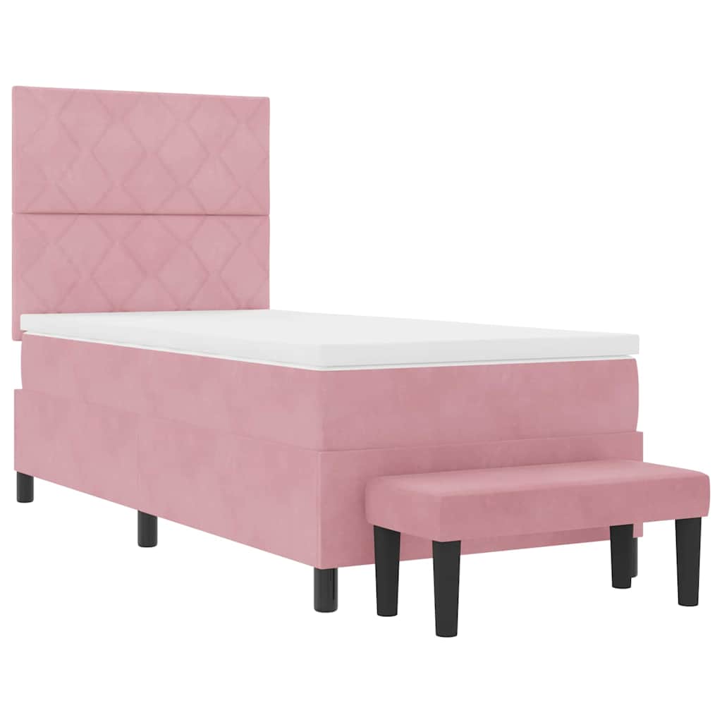 Boxspring bed met hoofdeinde Roze 200 x 90 cm Fluweel is nu te koop bij PeponiXL, paradijselijk wonen!
