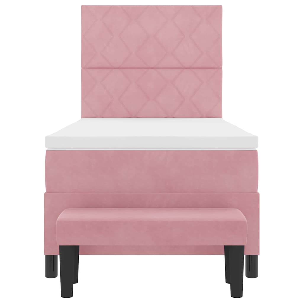 Boxspring bed met hoofdeinde Roze 200 x 90 cm Fluweel is nu te koop bij PeponiXL, paradijselijk wonen!