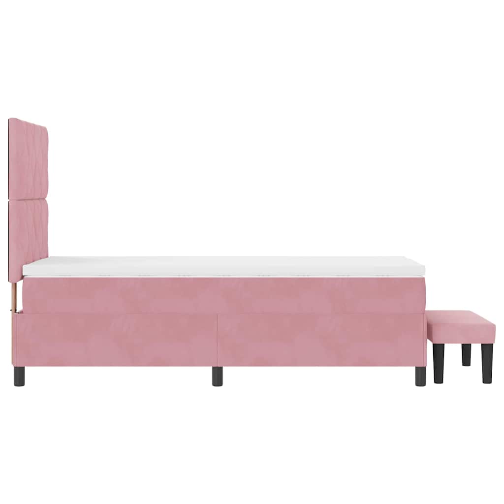 Boxspring bed met hoofdeinde Roze 200 x 90 cm Fluweel is nu te koop bij PeponiXL, paradijselijk wonen!