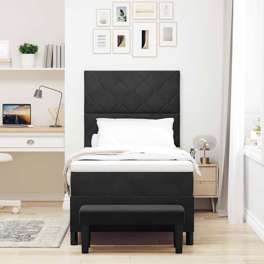 Boxspring bed met hoofdeinde Zwart 200 x 100 cm Fluweel