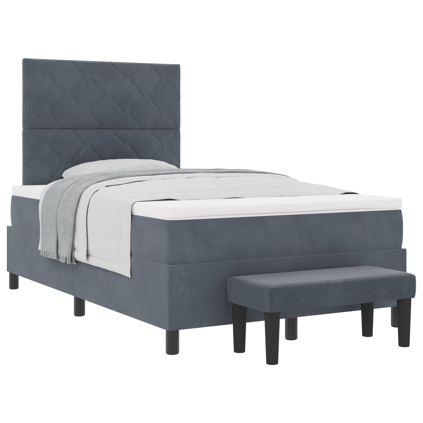 Boxspring bed met hoofdeinde Donkergrijs 200 x 120 cm Fluweel