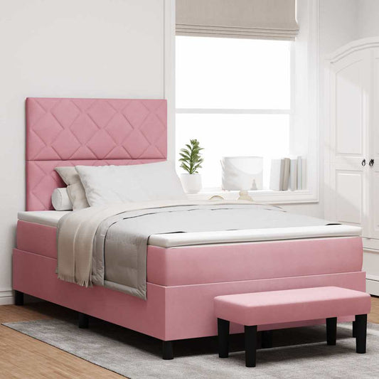 Boxspring bed met hoofdeinde Roze 200 x 120 cm Fluweel is nu te koop bij PeponiXL, paradijselijk wonen!