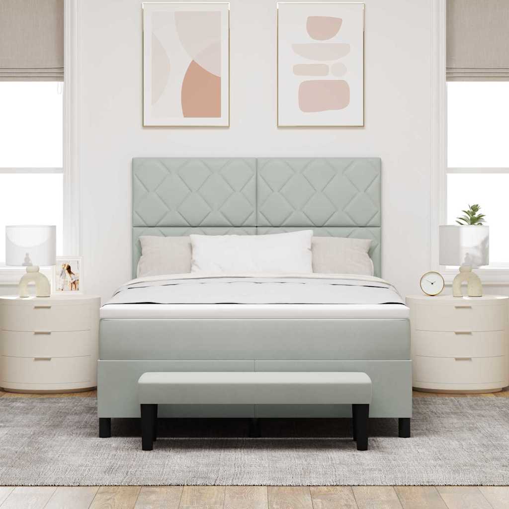 Boxspring bed met hoofdeinde Lichtgrijs 190 x 140 cm Fluweel is nu te koop bij PeponiXL, paradijselijk wonen!