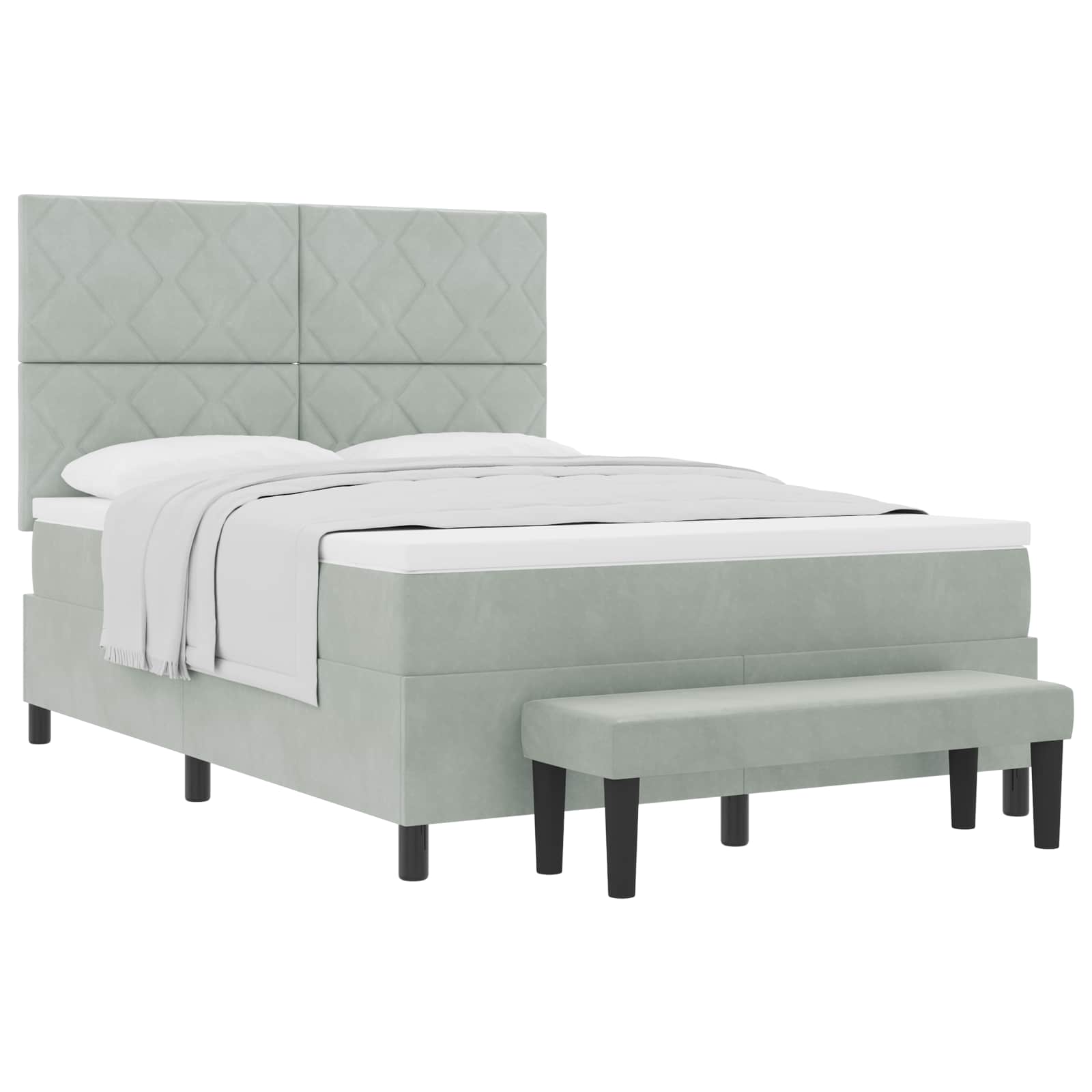 Boxspring bed met hoofdeinde Lichtgrijs 190 x 140 cm Fluweel is nu te koop bij PeponiXL, paradijselijk wonen!