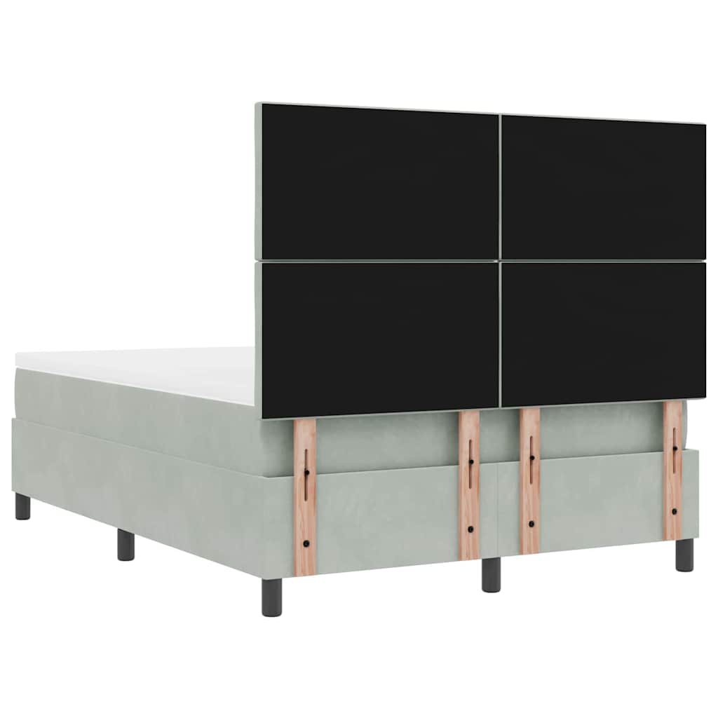 Boxspring bed met hoofdeinde Lichtgrijs 190 x 140 cm Fluweel is nu te koop bij PeponiXL, paradijselijk wonen!