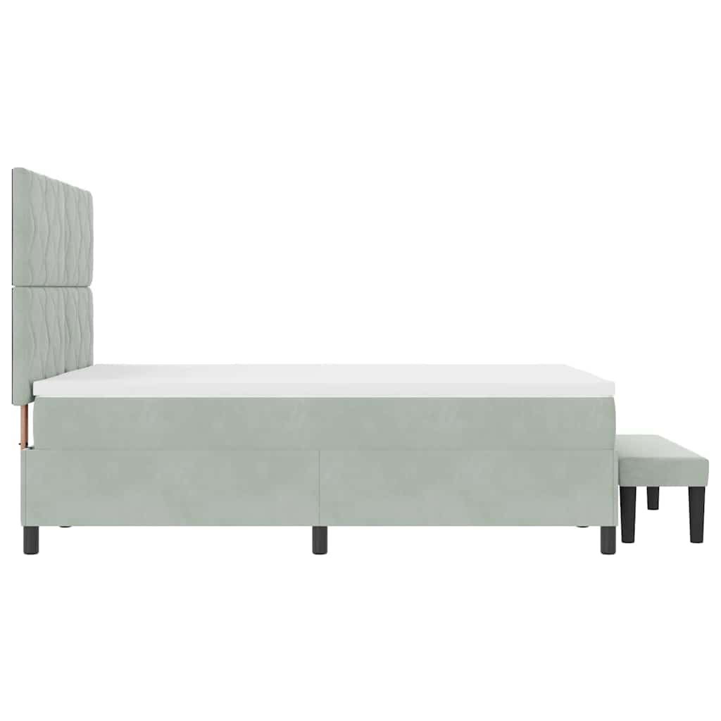 Boxspring bed met hoofdeinde Lichtgrijs 190 x 140 cm Fluweel is nu te koop bij PeponiXL, paradijselijk wonen!