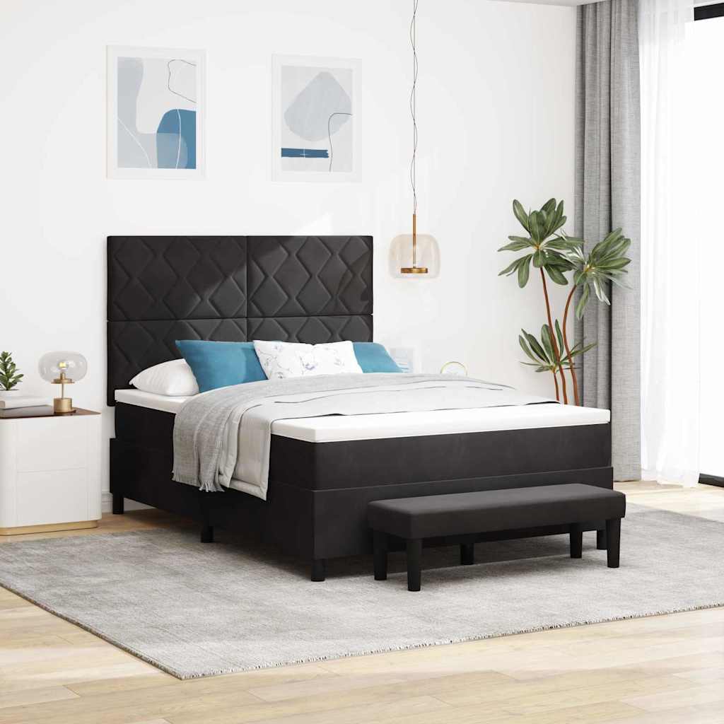 Boxspring bed met hoofdeinde Zwart 190 x 140 cm Fluweel is nu te koop bij PeponiXL, paradijselijk wonen!
