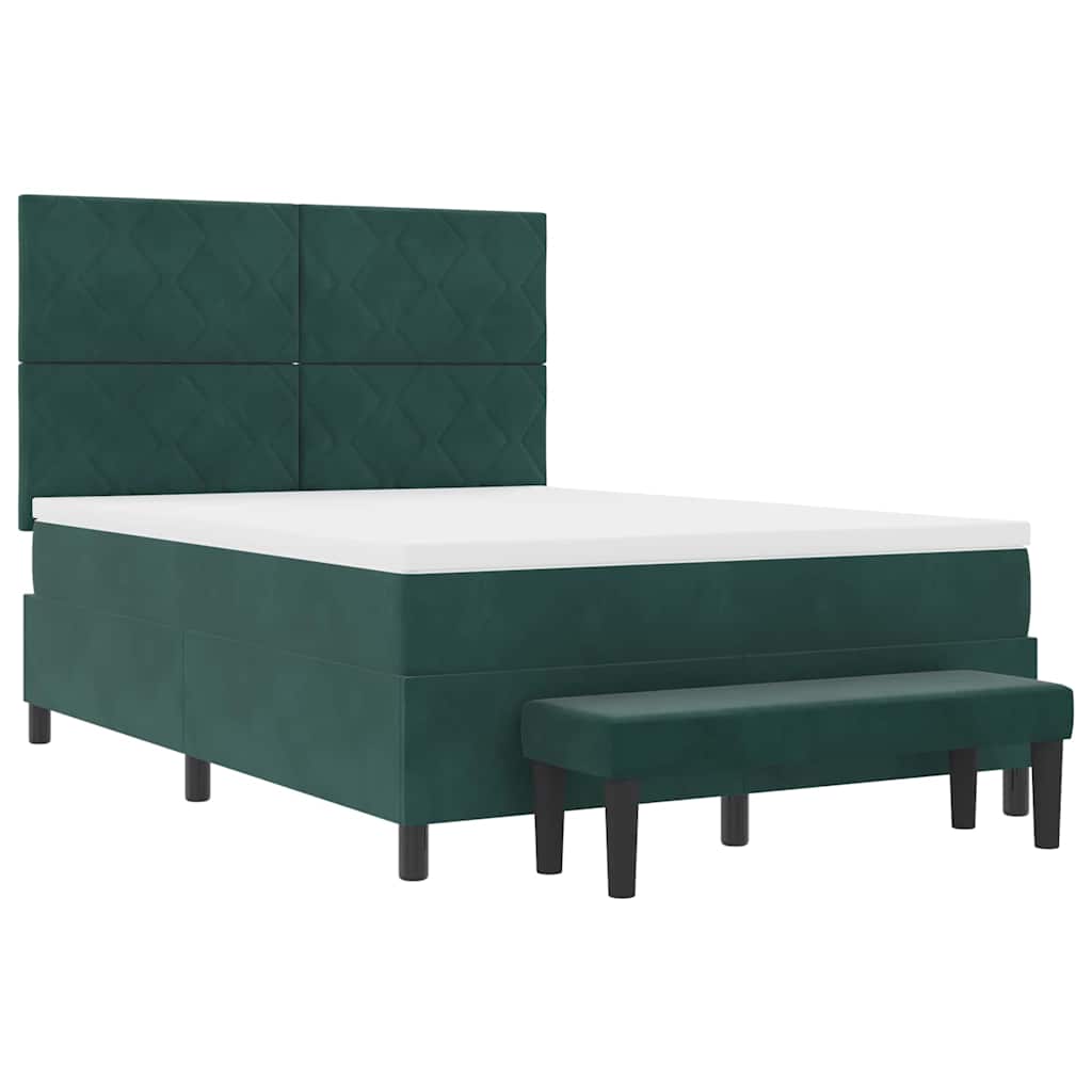 Boxspring bed met hoofdeinde Donkergroen 190 x 140 cm Fluweel is nu te koop bij PeponiXL, paradijselijk wonen!
