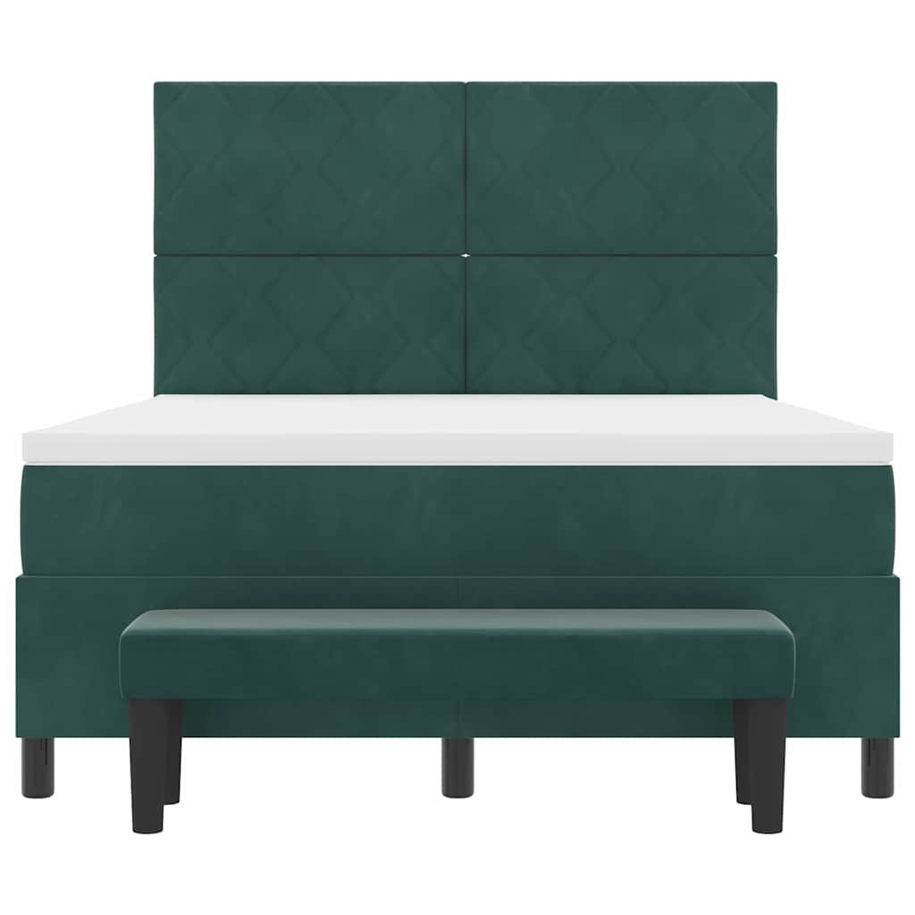 Boxspring bed met hoofdeinde Donkergroen 190 x 140 cm Fluweel is nu te koop bij PeponiXL, paradijselijk wonen!