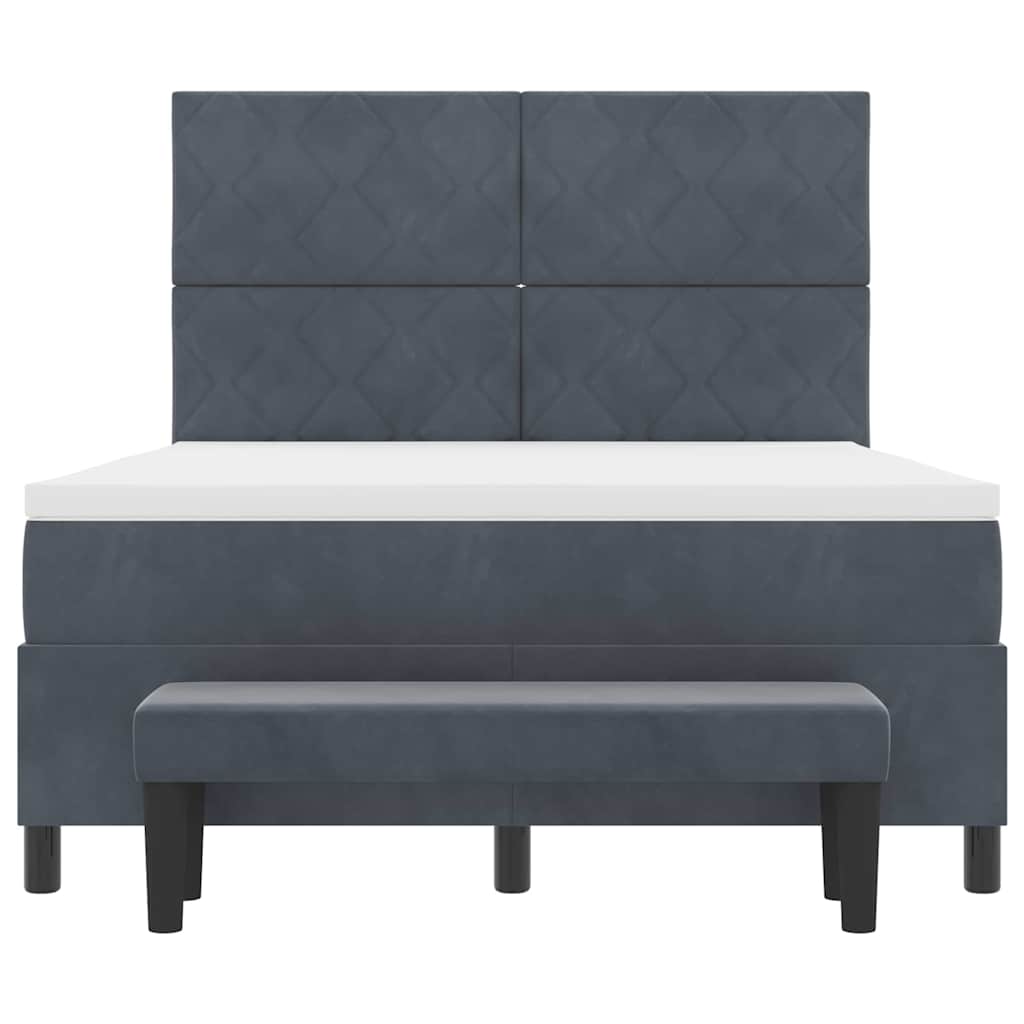 Boxspring bed met hoofdeinde Donkergrijs 200 x 140 cm Fluweel