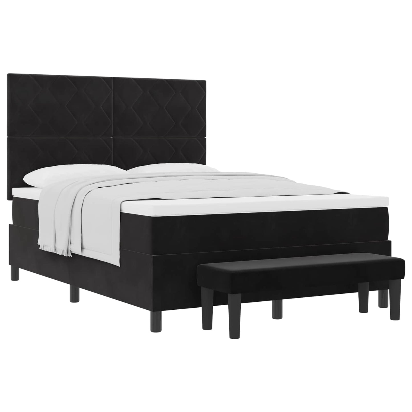Boxspring bed met hoofdeinde Zwart 200 x 140 cm Fluweel is nu te koop bij PeponiXL, paradijselijk wonen!