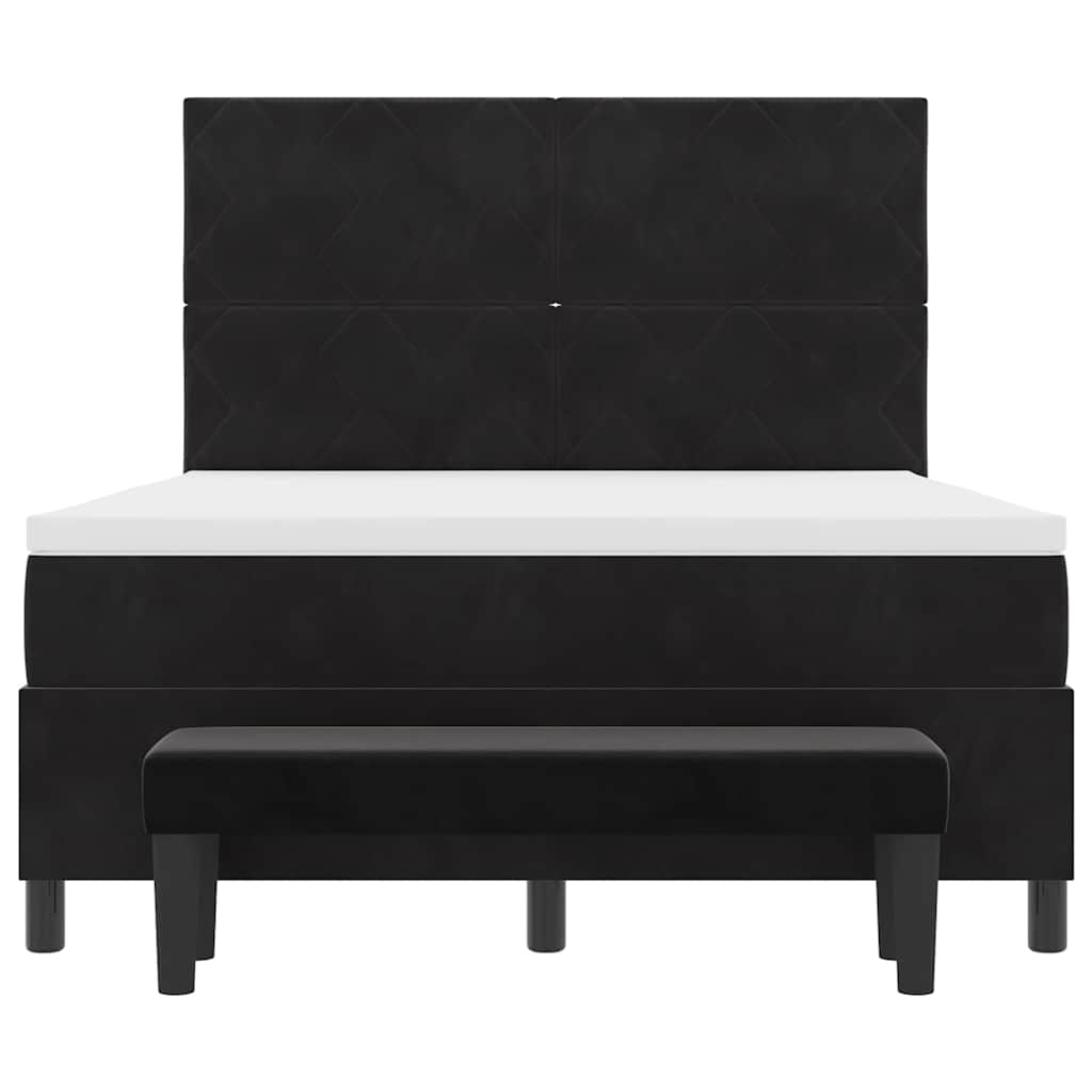 Boxspring bed met hoofdeinde Zwart 200 x 140 cm Fluweel is nu te koop bij PeponiXL, paradijselijk wonen!